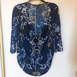 Blue and black glitter printed sweater